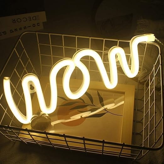 Huiyi Neon Sign, Wow Led Neon Light Wall Light Led Wall Decor,USB Powered Wow Neon Lights Decor Birthday Party Living Room Wedding Party Decor
