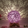 thumbnail image 1 of Huiyi Rattan Ball Lamp, Bracket Seat Dimmable Night Lights Wooden Rattan LED Table Lamp with USB Cable Atmosphere Night Light for Living Room, 1 of 5
