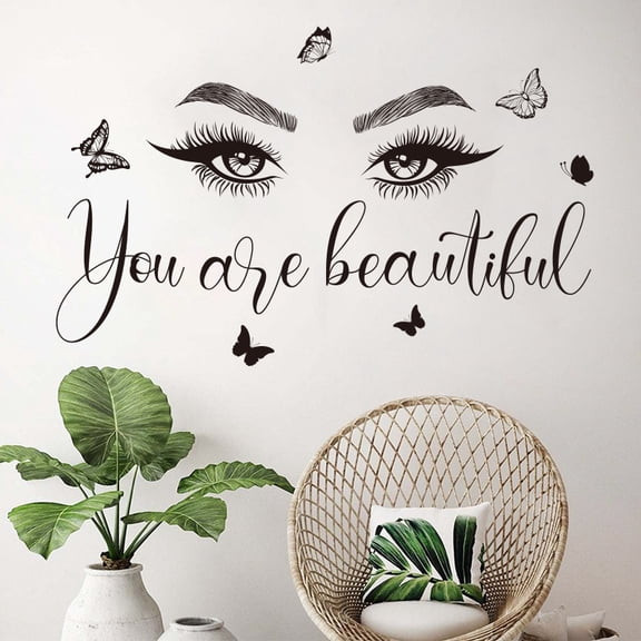 Huizhicai CH36022 Beautiful Eyes Wall Decal, European Style Room Decor, Ins-Inspired Minimalist Aesthetic Sticker for Bedroom & Living Room