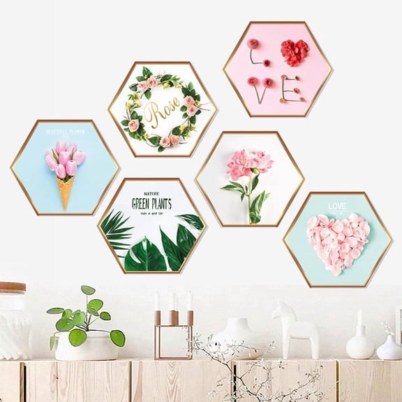 Huizhicai Floral Photo Frame Wall Decals - Peel & Stick, Waterproof, Damage-Free, Removable Wall Decor