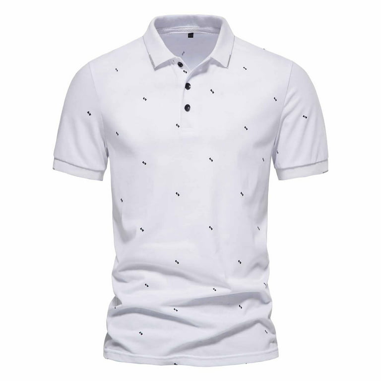 Huk Fishing Shirts For Men White T Shirts for Men Summer Fashion Casual  Short Sleeve T-shirt Slim Fit Men's Top Lapel Shirt Untuckit Shirts,White,M
