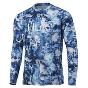 Huk Fishing Vented Pursuit LS Tee Shirt Mossy Oak Fracture Barracuda Large