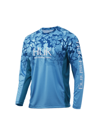 Huk Performance Fishing Men's Icon X KC Refraction Camo Fade Long Sleeve  Shirt