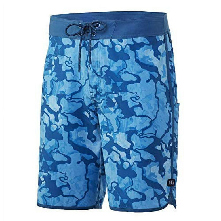 Huk Men's Current Camo Classic 20 Boardshort  Quick-Drying Performance  Fishing & Swimming Shorts with UPF 30+ Sun Protection , North Drop, 28 