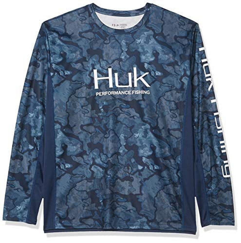 Huk Shirt Mens Small Grey Crew Deep Sea Fishing Tackle Classic Logo Marlin