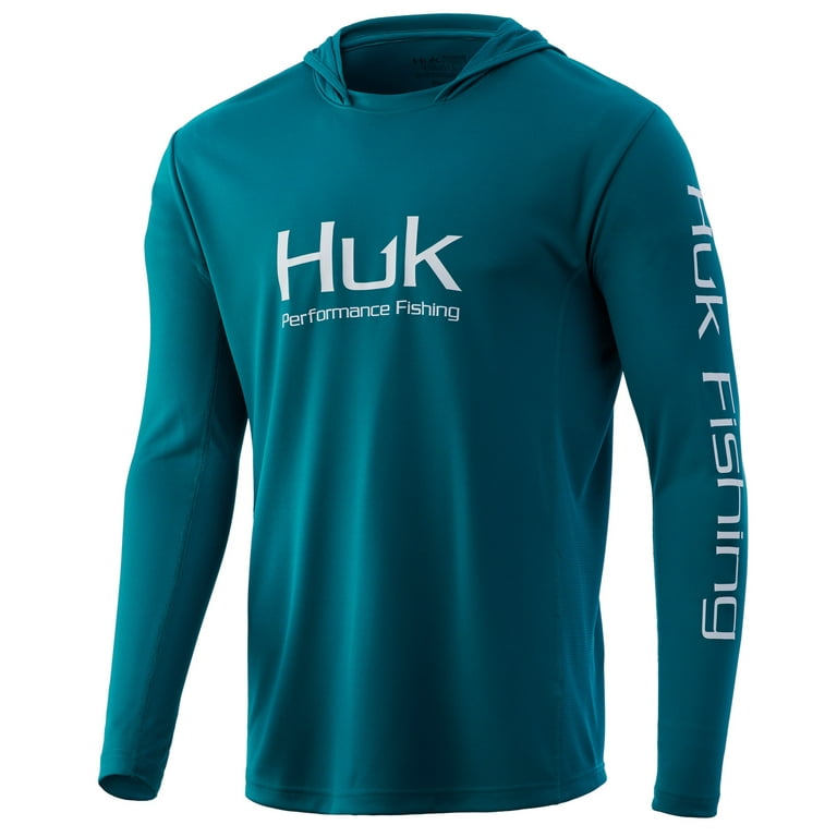 Huk Men's Icon X Deep Lake Medium Solid Long Sleeve Performance