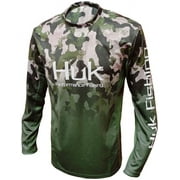 HUK Mens Standard Icon X Long Sleeve Performance Fishing Shirt, Hunt Club Camo-Refraction Camo Fade, Small