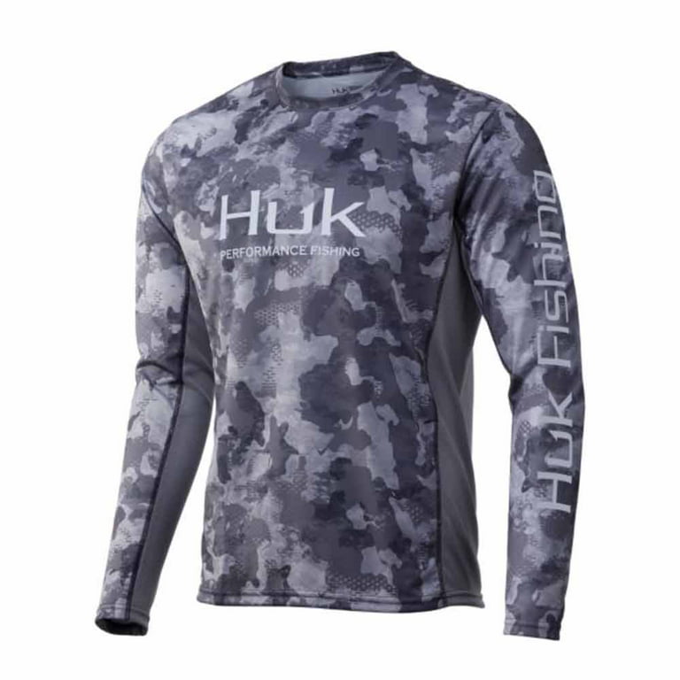 Huk Men's Icon X Performance Long Sleeve Fishing Shirt (Refraction Camo, L)  