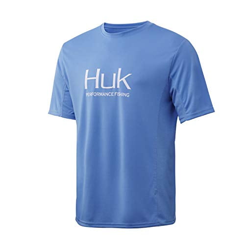 Huk Men's Icon X Short Sleeve | Short-Sleeve Performance Fishing Shirt with  UPF 30+ Sun Protection, Carolina Blue, 2X-Large