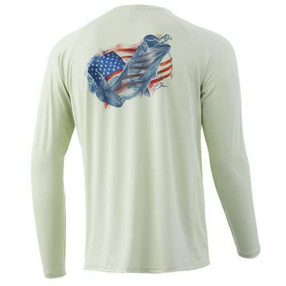 Huk Men's KC Pursuit Long Sleeve Sun Protecting Fishing Shirt, Face On-White, Large