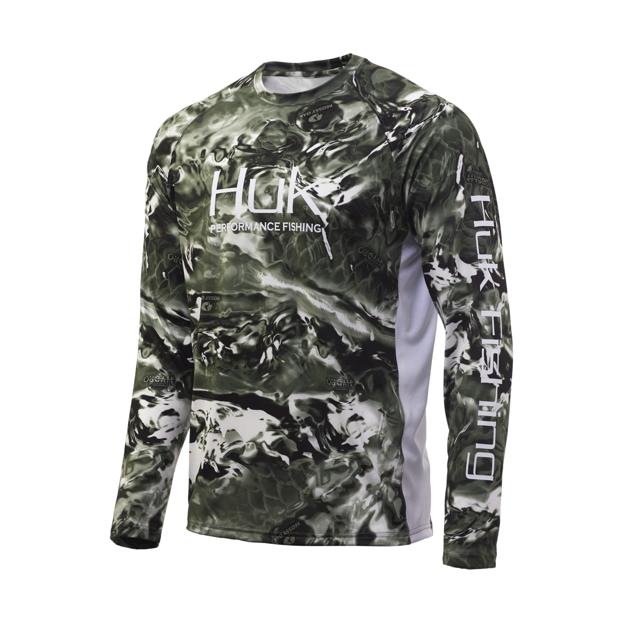 HUK Performance Fishing Aqua Dye Pursuit Crew Shirt - Oasis Outback