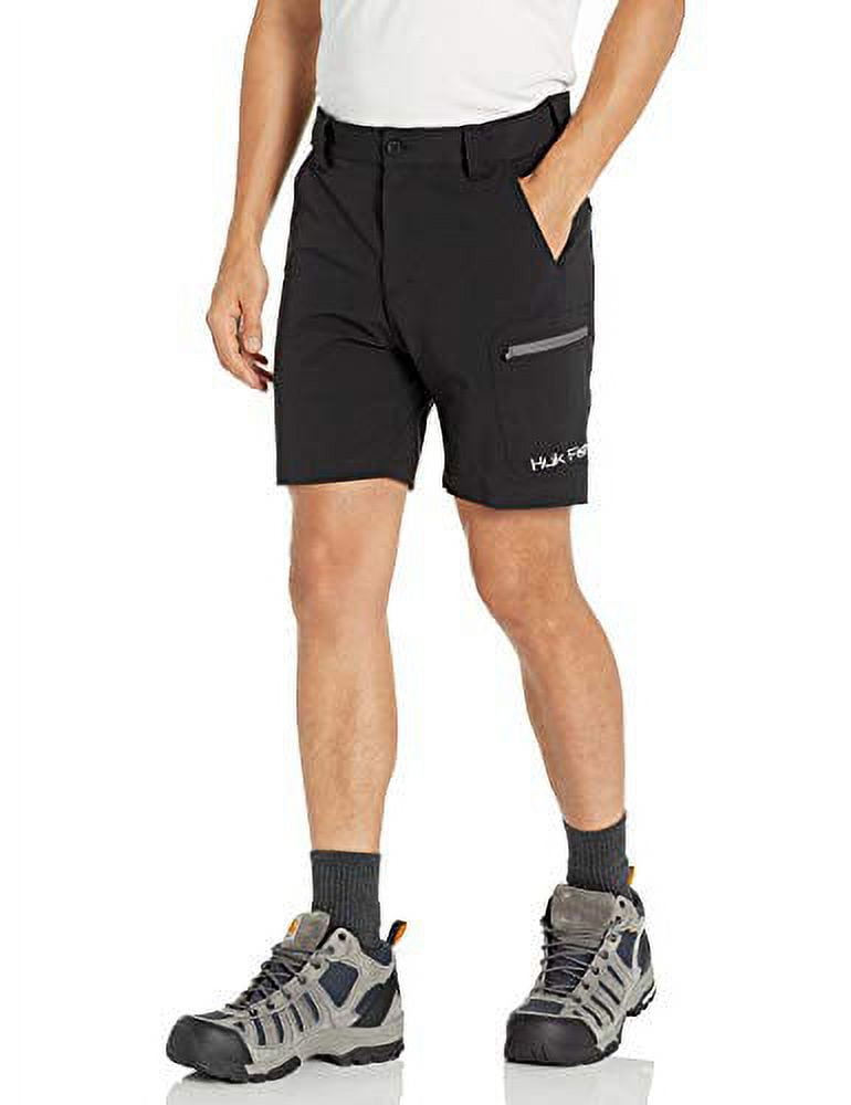 Huk Men's Next Level 7 Short | Quick-Drying Performance Fishing Shorts  with UPF 30+ Sun Protection , Black, Medium