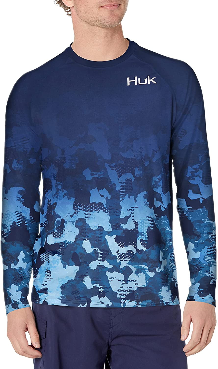 Huk Men's Icon X Performance Long Sleeve Fishing Shirt (Refraction Camo, M)  