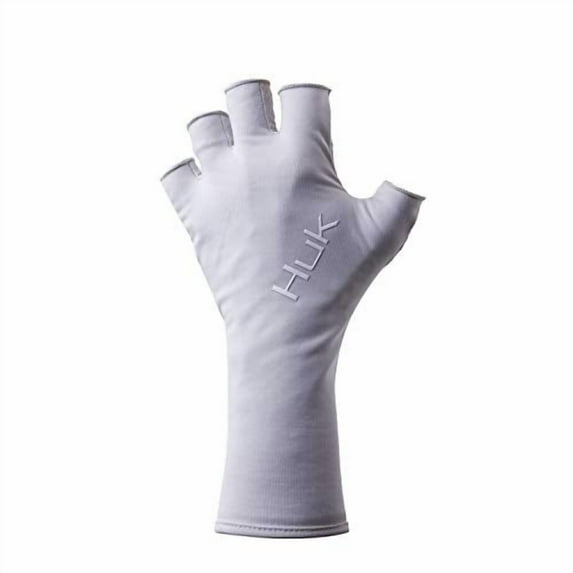 Huk Men's Pursuit Sun Gloves | Quick-Drying Fingerless Fishing Gloves With UPF 30+ Sun Protection, Glacier, L/XL