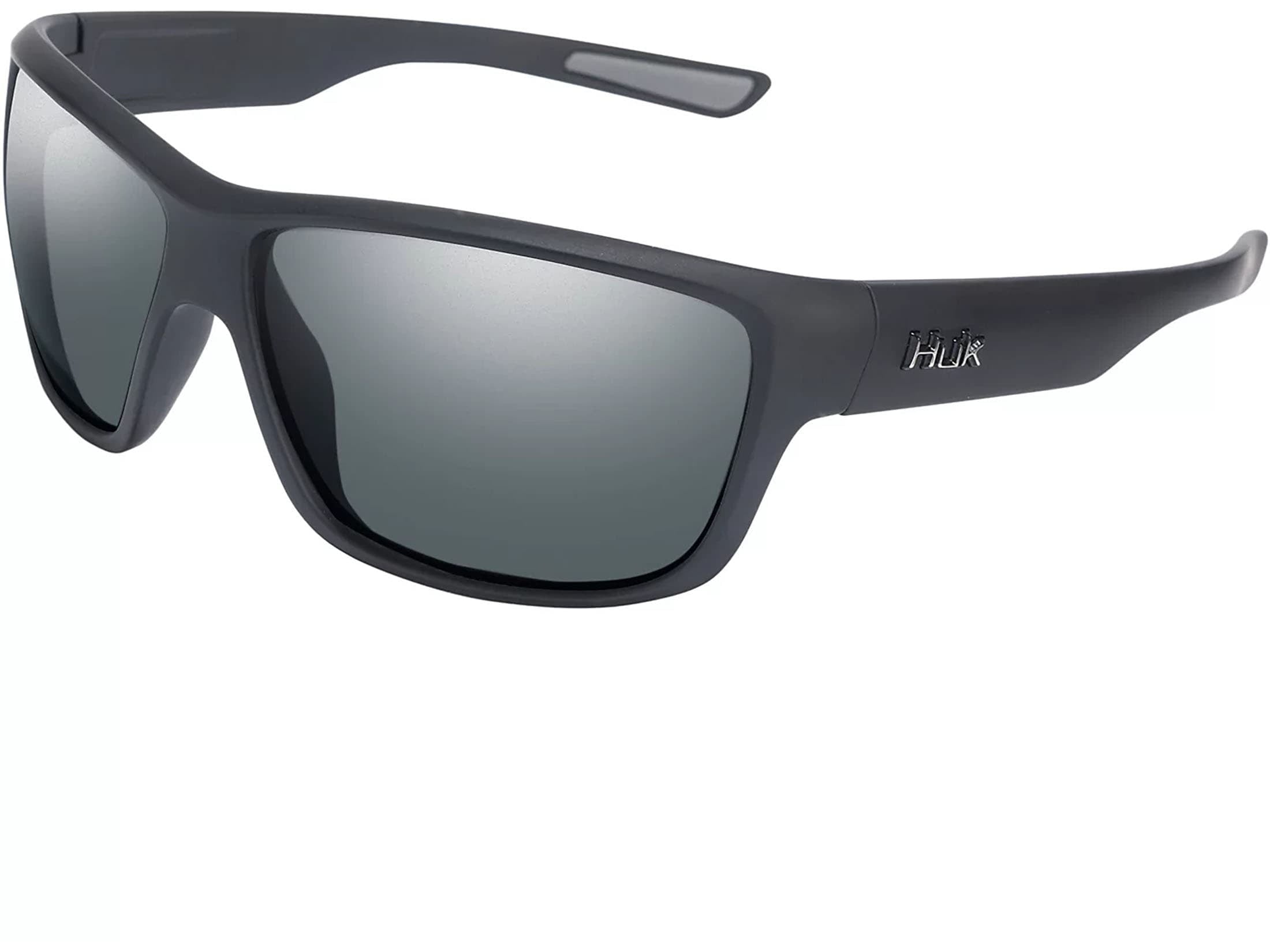 Huk Men's Spar Polarized Sunglasses Matte Black Frame Gray Lens