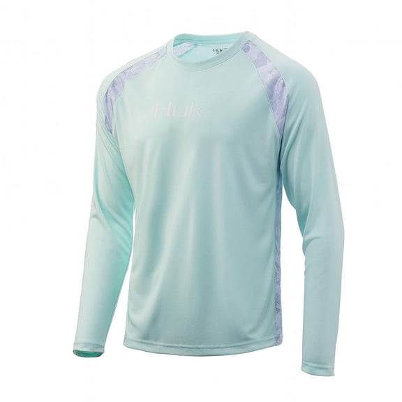 Huk Men's Strike Solid Long Sleeve Performance Shirt (Seafoam, Medium)