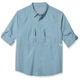 thumbnail image 1 of Huk Men's Tech Hybrid Long Sleeve Shirt Performance Button Down, Silver Blue, Medium, 1 of 1