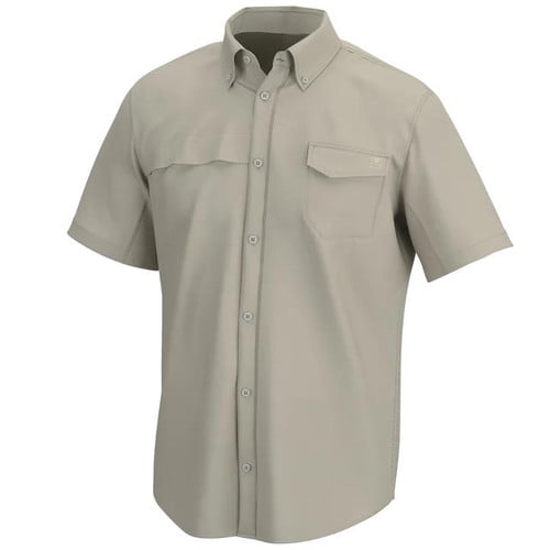 Huk Men's Tide Point Shirt - Short Sleeve - Khaki - Walmart.com