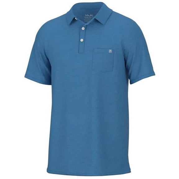 Huk Men's Waypoint Polo - Short Sleeve - Azure Blue