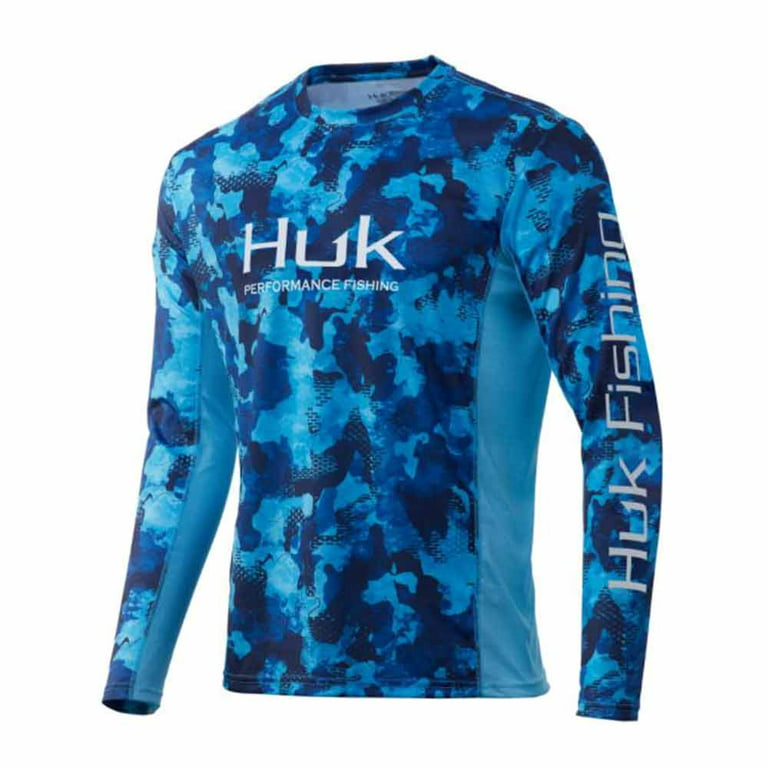 Huk Men's Icon X Performance Long Sleeve Fishing Shirt (Fish Fade
