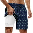 thumbnail image 1 of Huk Swim Trunks Men 5 In Stretchy Quick Dry Elastic Waist Drawstring Stretch Comfortable Anti-Chafe Swimming Shorts Gradient Fashion with Compression Liner Casual Shorts,Navy,M, 1 of 4
