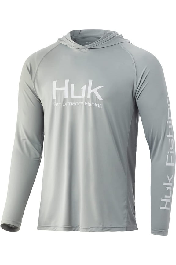 Vented Pursuit Hoodie Long Sleeve Fishing Tee Overcast Grey XXL