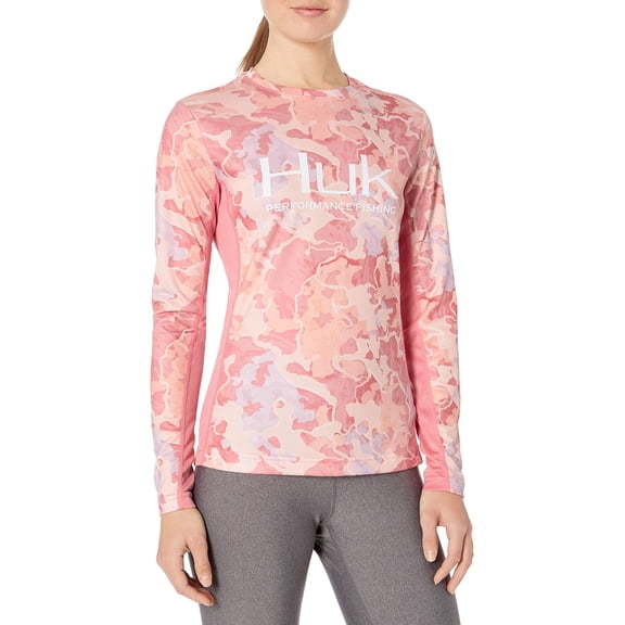 Huk Women's Icon X Camo Long Sleeve Performance Shirt (Lanier, Large)