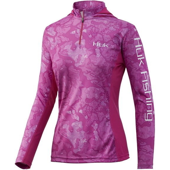 Huk Women's Icon X Camo Rose Violet X-Small Long Sleeve Hooded Fishing Shirt