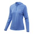 thumbnail image 1 of Huk Women's Icon X Hoodie UPF 50+ Long-Sleeve Fishing Shirt, Carolina Blue, Large, 1 of 4