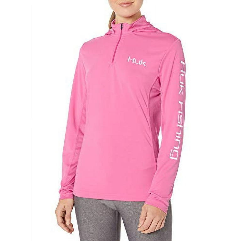 Huk Women's Icon X Hoodie UPF 50+ Long-Sleeve Fishing Shirt, Hot Pink,  X-Small