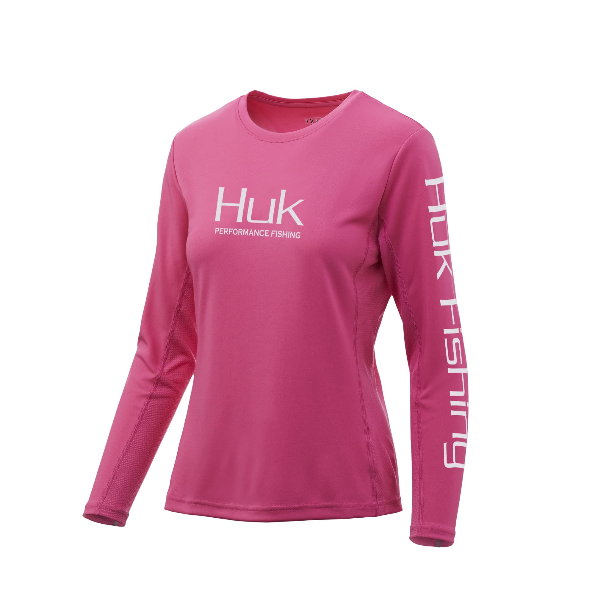 Huk Women's Icon X Long Sleeve Performance Shirt (Hot Pink, Small)