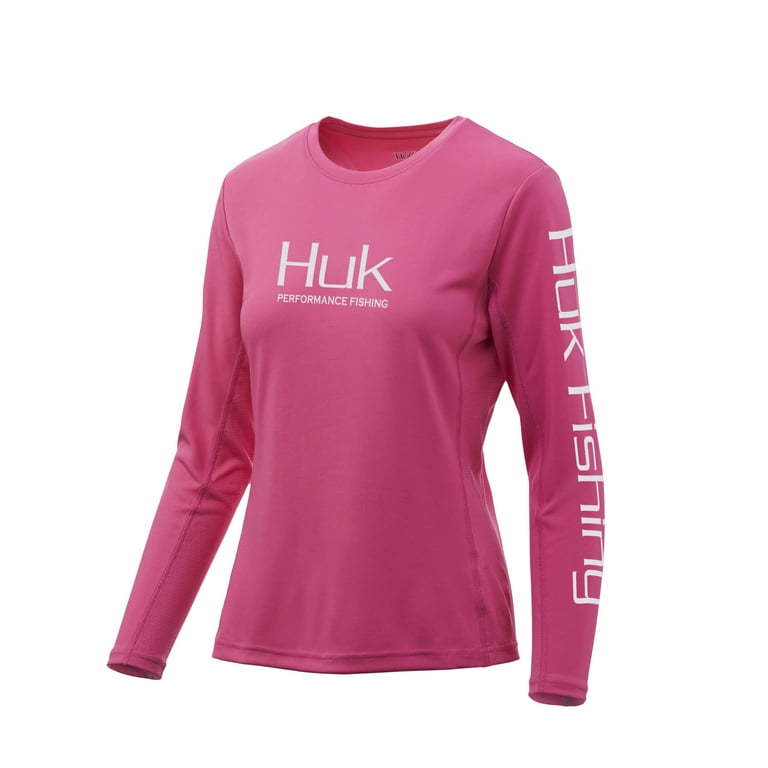 Huk Women's Icon X Long Sleeve Performance Shirt (Hot Pink, X