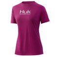 thumbnail image 1 of Huk Womens Performance Fishing Crew (Logo - Rose Violet, X-Small), 1 of 2