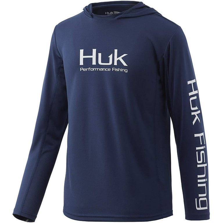 Huk Youth Icon X Sargasso Sea Large Long Sleeve Hoodie Fishing Shirt 