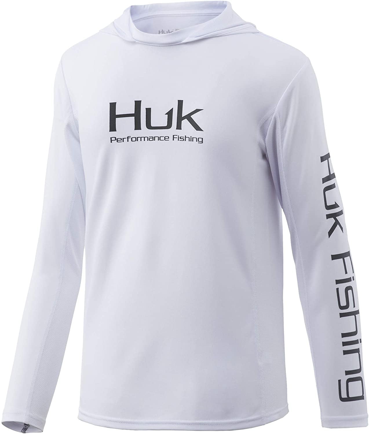 Huk Youth Icon X White Small Long Sleeve Hoodie Fishing Shirt 
