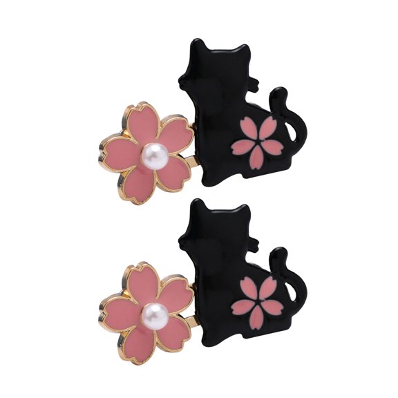 Hukai 2 Pairs Jeans Button Pins Flower Cats Waist Buckles Detachable Trousers Waist Tightener
