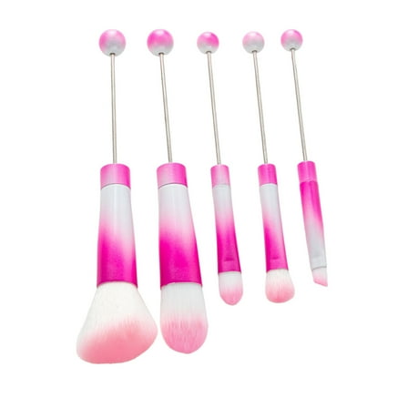 Hukai Beaded Makeup Brush Set Metal Handle Makeup Brushes Eyeshadow Brush Rouge Brush Beadable