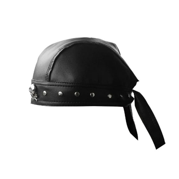 Hukai Hip Hop Dark Durag Doo Rag Skull Hat Durag Pirate Hat for Street Strolling PU Photo Props Grunge Photo