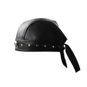 Hukai Hip Hop Dark Durag Doo Rag Skull Hat Durag Pirate Hat for Street Strolling PU Photo Props Grunge Photo