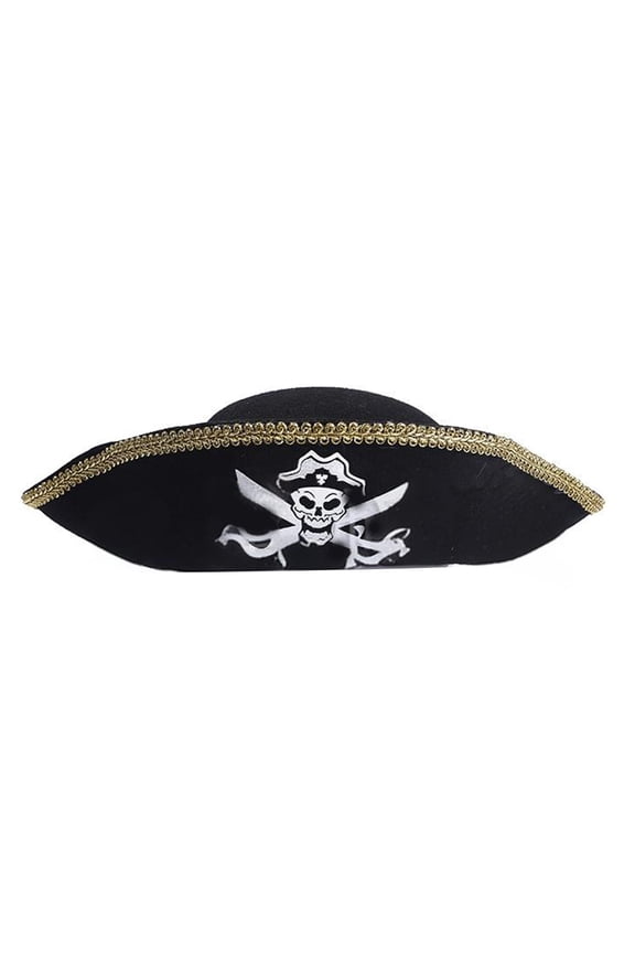 Stage Show Pirate Hat for Cosplay Party Tricorne Hat Halloween Theme Party Cocked Hat Role Playing Pirate Costume