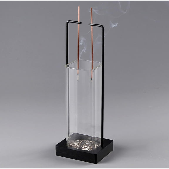 Hukalw Incense Holder for Sticks, Upside Down Incense Burner with Removable Glass Ash Catcher Anti-Ash Flying Black