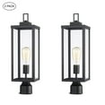 thumbnail image 1 of Hukoro 1-light Matte Black Outdoor Post Light Kits Head with Clear Glass Shade Middle-2 Pack - Black, 1 of 9
