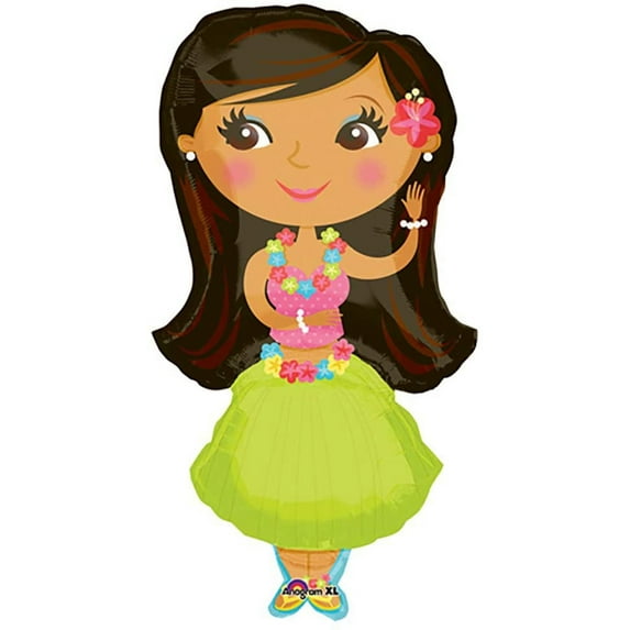 35" Hula Dancer Tropical Luau Foil Balloon Party Supplies