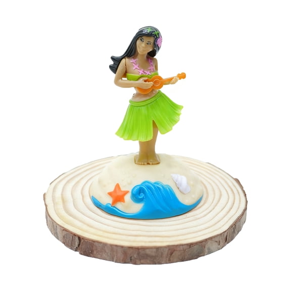 Hula Dancing Bobblehead Car Dashboard Decor, Green Skirt Hawaiian Solar Shaking Figurine, 1 Pack Cute Cartoon Ornament, Gift for Kids Car Interior Decoration Home Office Desk Display