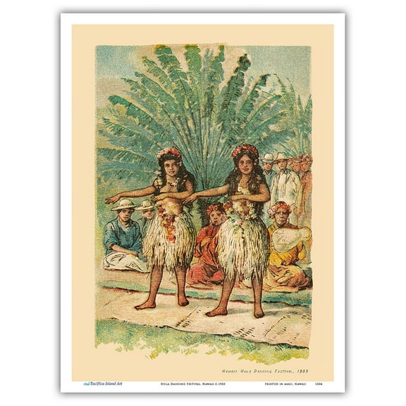 Hula Dancing Festival Hawaii - Vintage Hawaiian Hula Dancers c.1903 - Master Art Print (Unframed) 9in x 12in