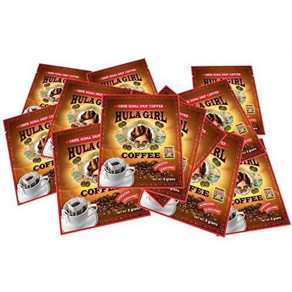 Hula Girl Drip Coffee 100% Kona Pack of 25