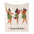thumbnail image 1 of Hula Girl Soft Flannel Fleece Blanket, Hawaiian Performers Beach Party with Hibiscus Ukulele Summer Party Entertainment, Cozy Plush for Indoor and Outdoor Use, 50" x 60", Multicolor, by Ambesonne, 1 of 5