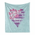 thumbnail image 1 of Hula Girl Soft Flannel Fleece Throw Blanket, Luau Party 1965 Hawaii Original with Heart Brushstroke Hibiscus, Cozy Plush for Indoor and Outdoor Use, 70" x 90", Violet Pink, by Ambesonne, 1 of 6