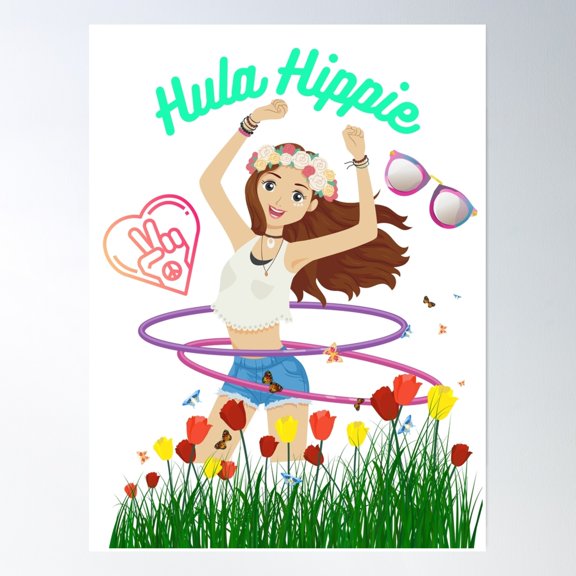 Hula Hippie Fun Exercise Dancing Fitness Poster Wall Art, Modern Wall Decor, 8x12 UNFRAMED