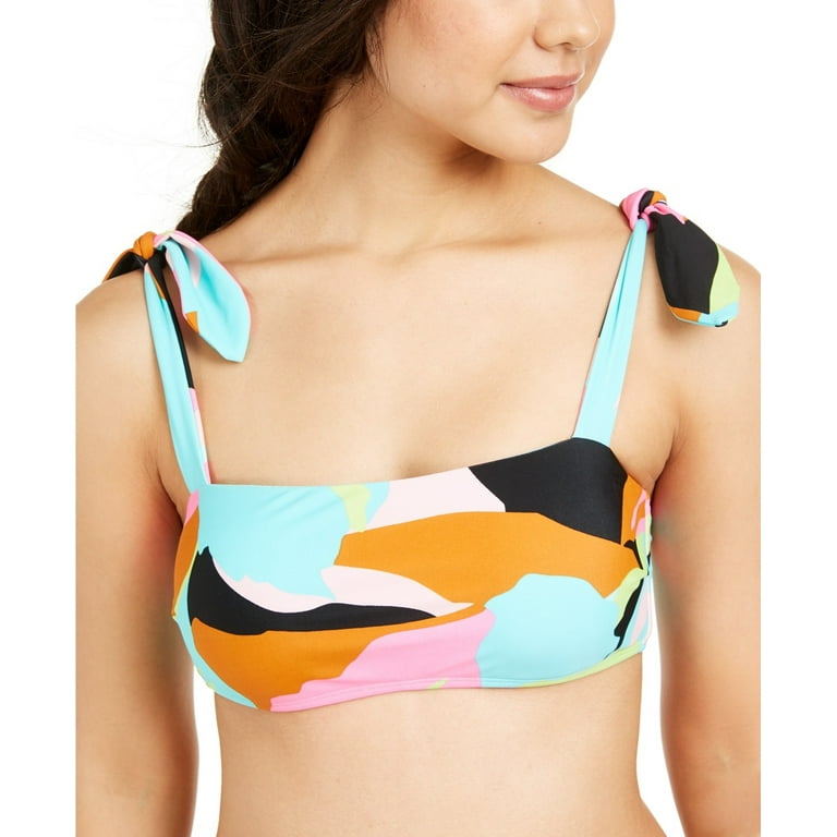 Hula Honey AQUA MARINE MULTI Floral Camo Bralette Bikini Swim Top, US  X-Small 